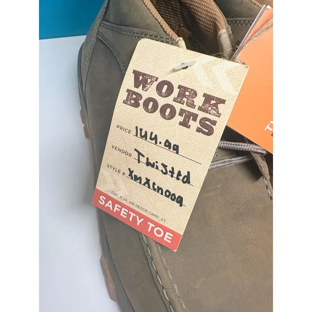 Twisted X Mens 11.5M Brown Saddle Leather 4in Moc Nano Toe Chukka Work Boots